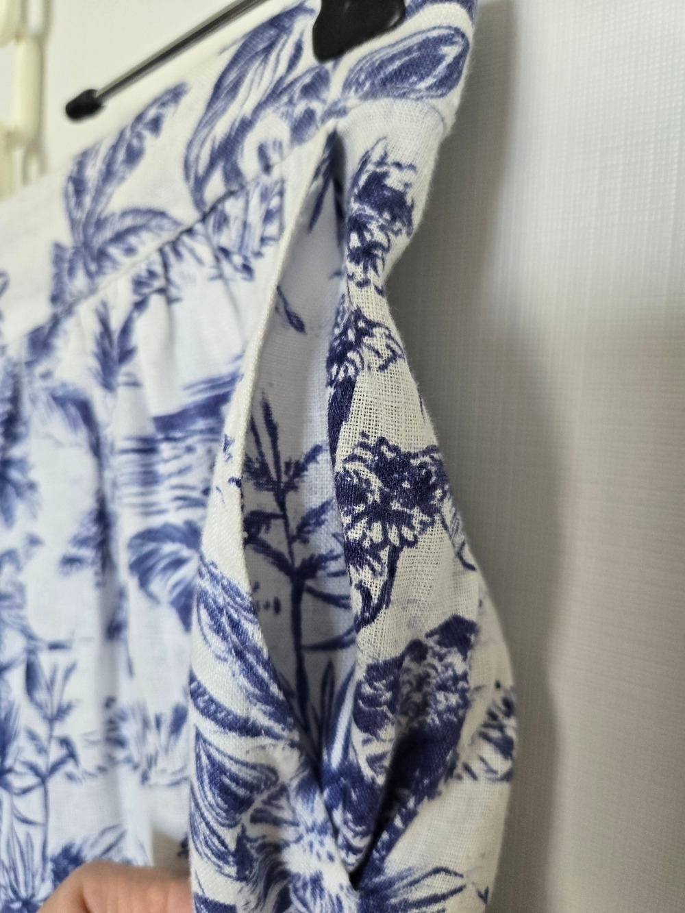 JOIE MAXI-MIDI SKIRT 100% LINEN WOMEN BLUE WHITE TOILE HAWAIIAN TROPICAL SZ MED - Picture 5 of 8